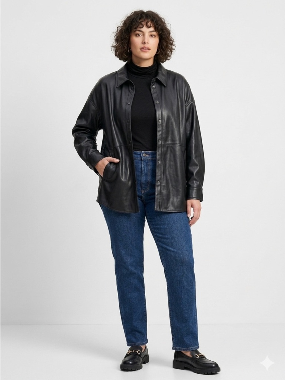 Dynamite Leather Snap Button Jacket